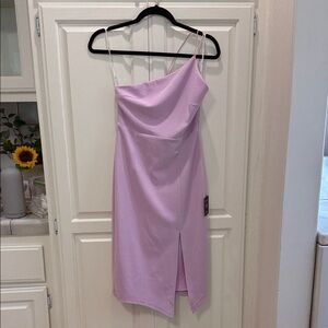 Lulu's Lilac One-Shoulder Midi Dress